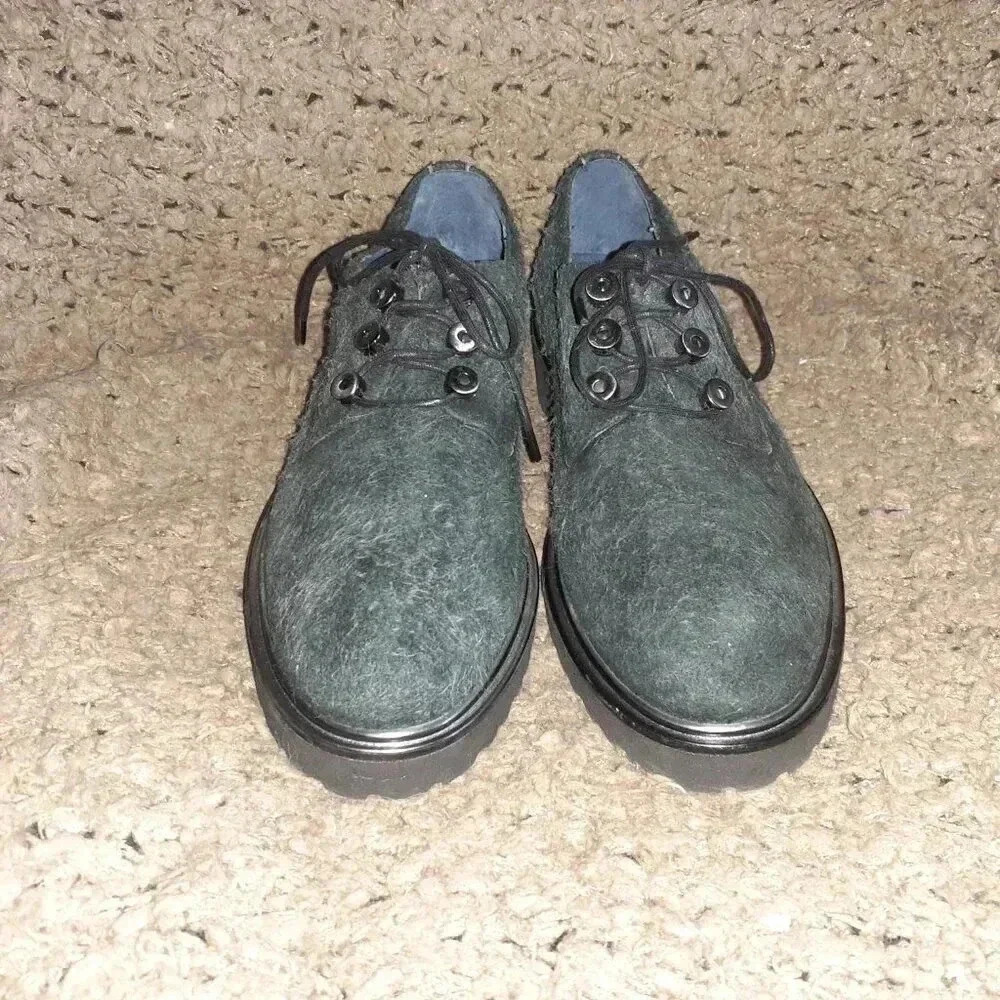 UNITY IN DIVERSITY-Black Hairy Suede-Silver Grommet Eyelets-Oxfords-Sz 37-NM - Picture 3 of 7